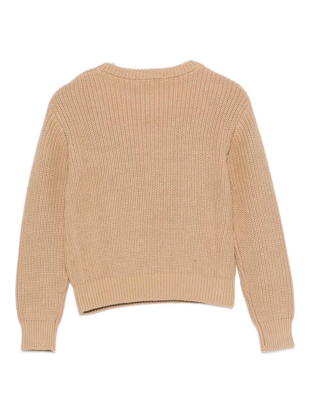 Maglione per bambino MSGM Kids beige con logo a contrasto sul davanti - Rubino Kids
