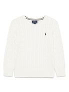 Maglione per bambino POLO RALPH LAUREN KIDS bianco a maglia intrecciata - Rubino Kids