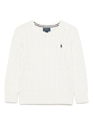 POLO RALPH LAUREN KIDS white cable knit sweater for boys