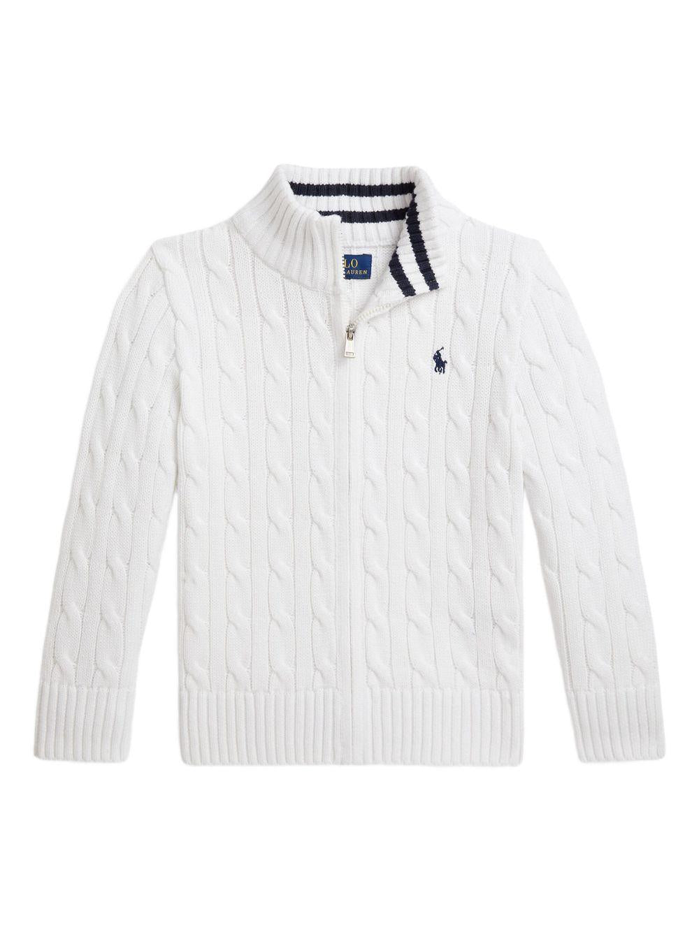 Maglione per bambino Polo Ralph Lauren Kids bianco con caratteristico motivo Polo Pony - Rubino Kids
