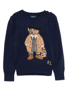 Maglione per bambino Polo Ralph Lauren Kids blu con ricamo Teddy Bear - Rubino Kids