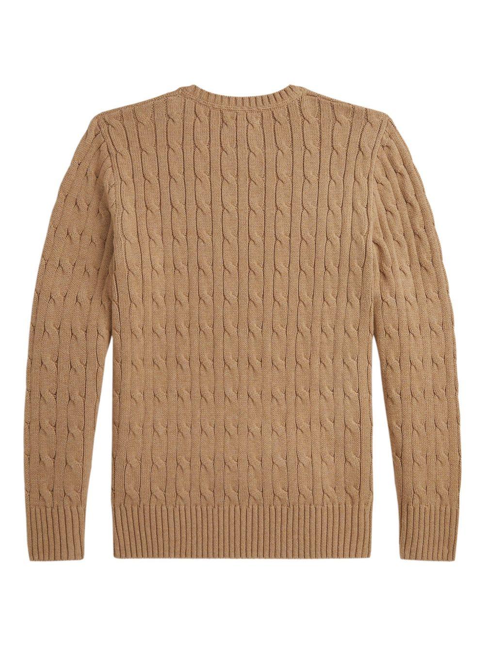 Maglione per bambino Polo Ralph Lauren Kids marrone con lavorazione intrecciata - Rubino Kids