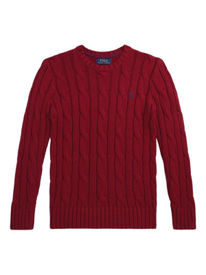 Maglione per bambino Polo Ralph Lauren Kids rosso con maglia intrecciata