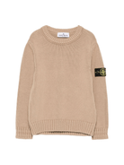 Maglione per bambino Stone Island Junior beige con applicazione con logo - Rubino Kids