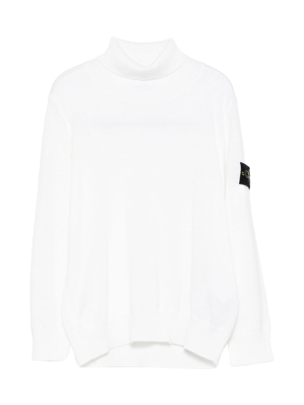 Maglione per bambino Stone Island Junior bianco a collo alto con logo e toppa - Rubino Kids