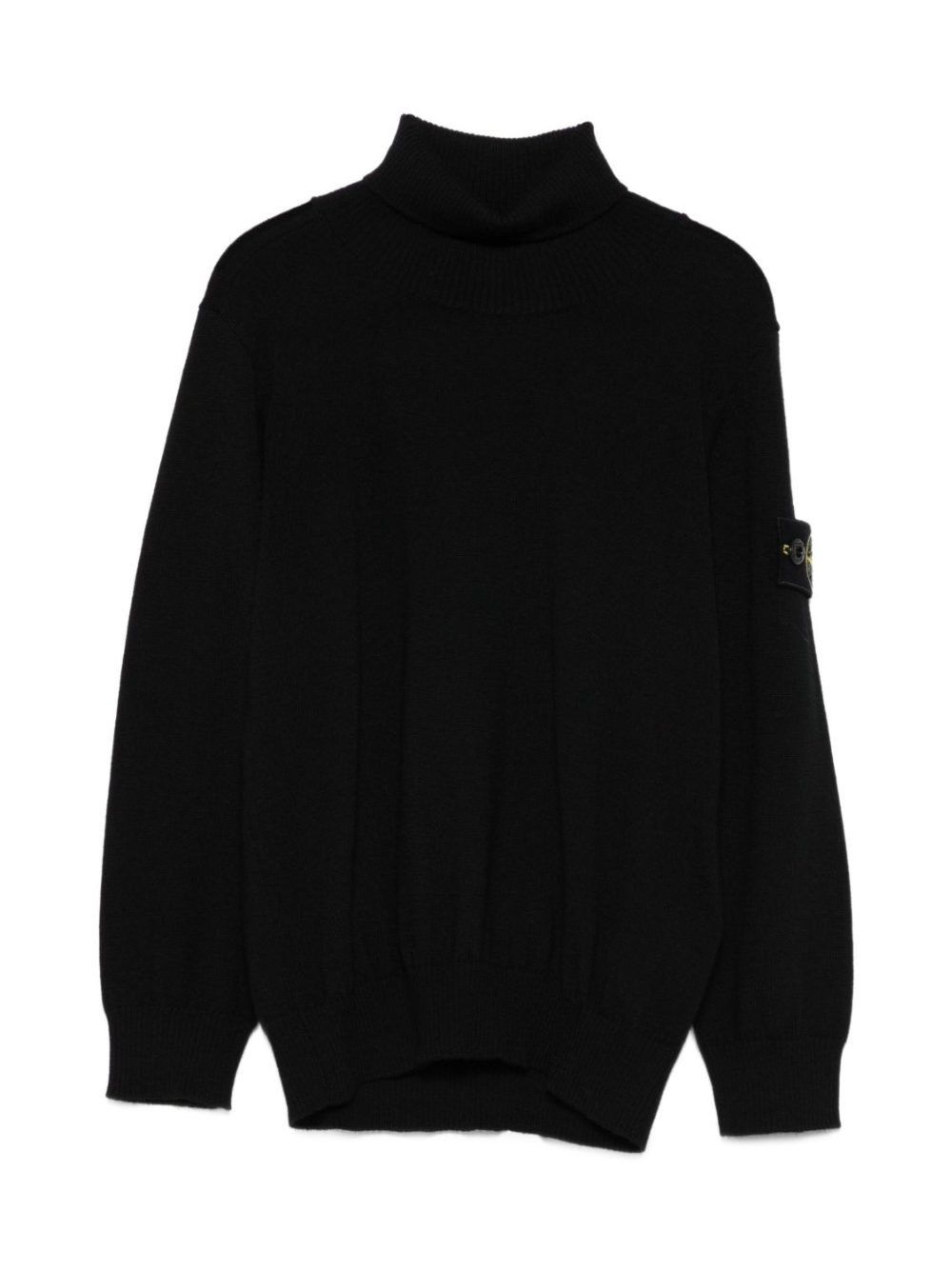 Maglione per bambino Stone Island Junior nero a collo alto con logo e toppa - Rubino Kids