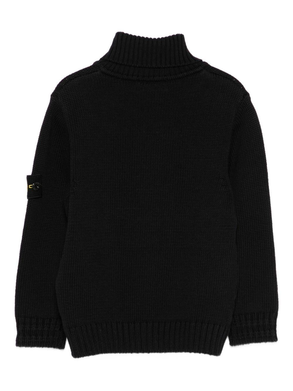 Maglione per bambino Stone Island Junior nero con applicazione con logo - Rubino Kids