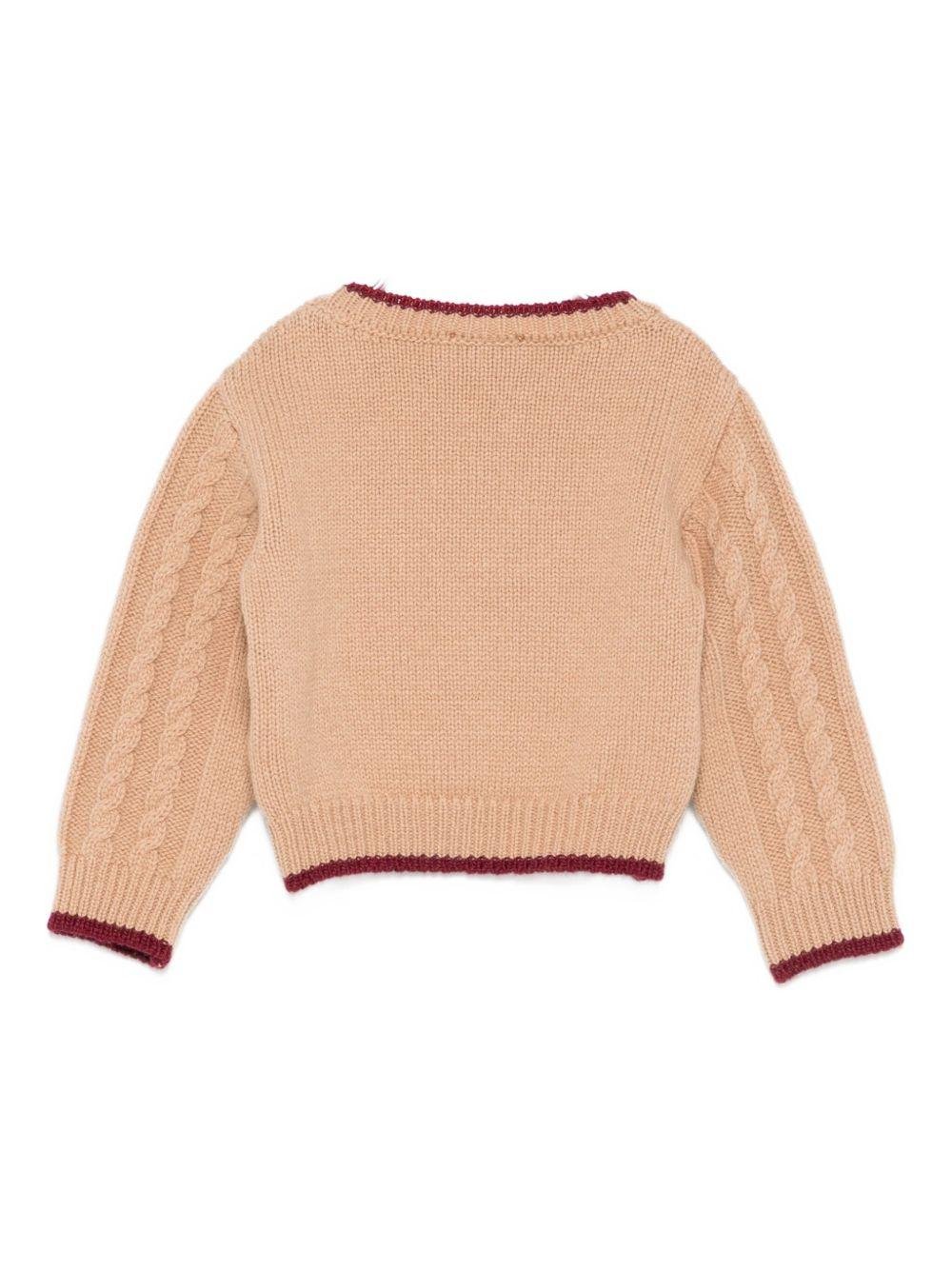 Maglione per neonata Elisabetta Franchi La Mia Bambina beige con logo sul davanti - Rubino Kids