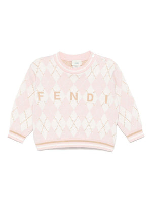 Maglione per neonata Fendi Kids rosa con ricamo