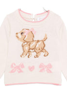 Maglione per neonata Monnalisa beige con dettaglio fiocco - Rubino Kids