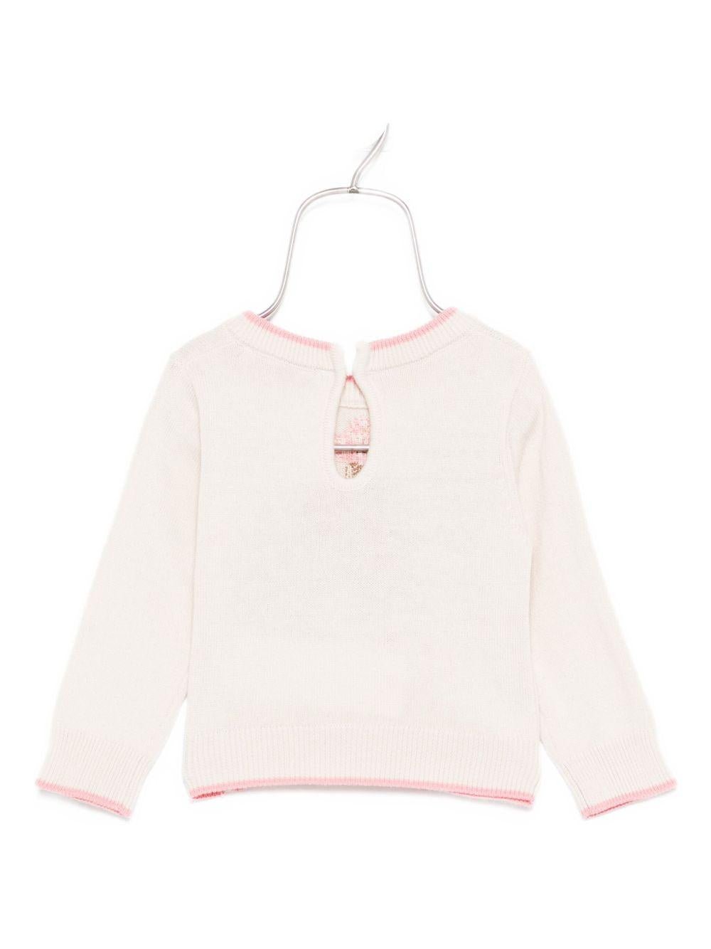 Maglione per neonata Monnalisa beige con dettaglio fiocco - Rubino Kids