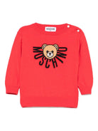 Maglione per neonati Moschino Kids rosso con logo Teddy - Rubino Kids