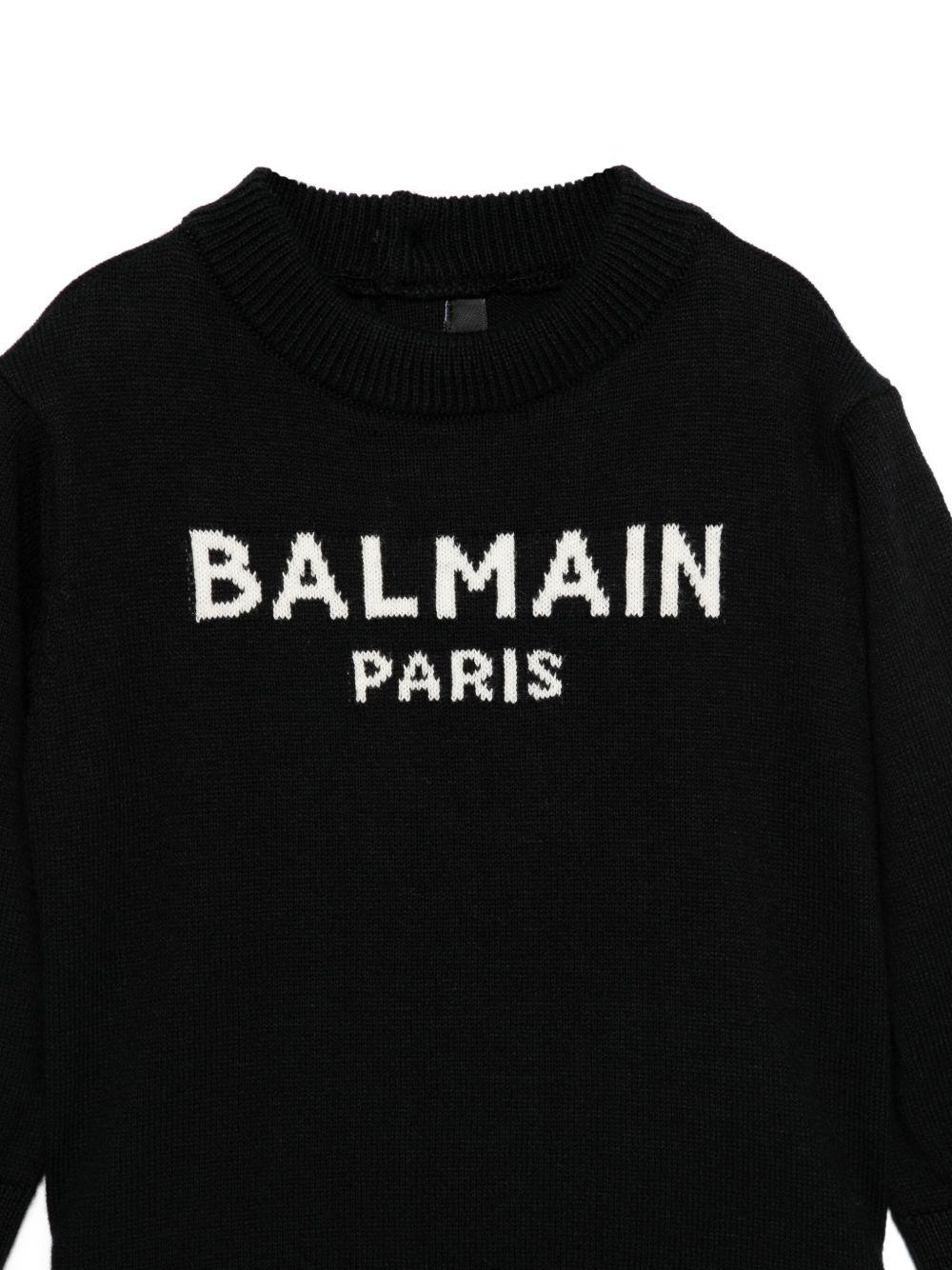 Maglione per neonato Balmain Kids nero con ricamo con logo - Rubino Kids