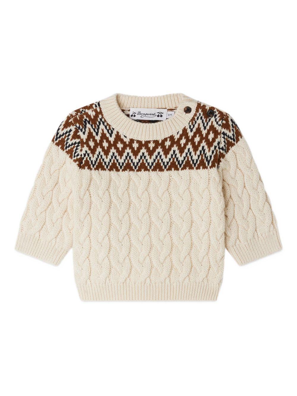 Maglione per neonato Bonpoint bianco a fantasia - Rubino Kids