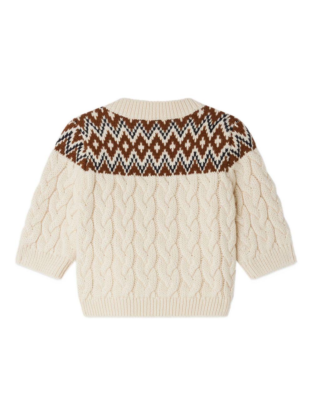 Maglione per neonato Bonpoint bianco a fantasia - Rubino Kids
