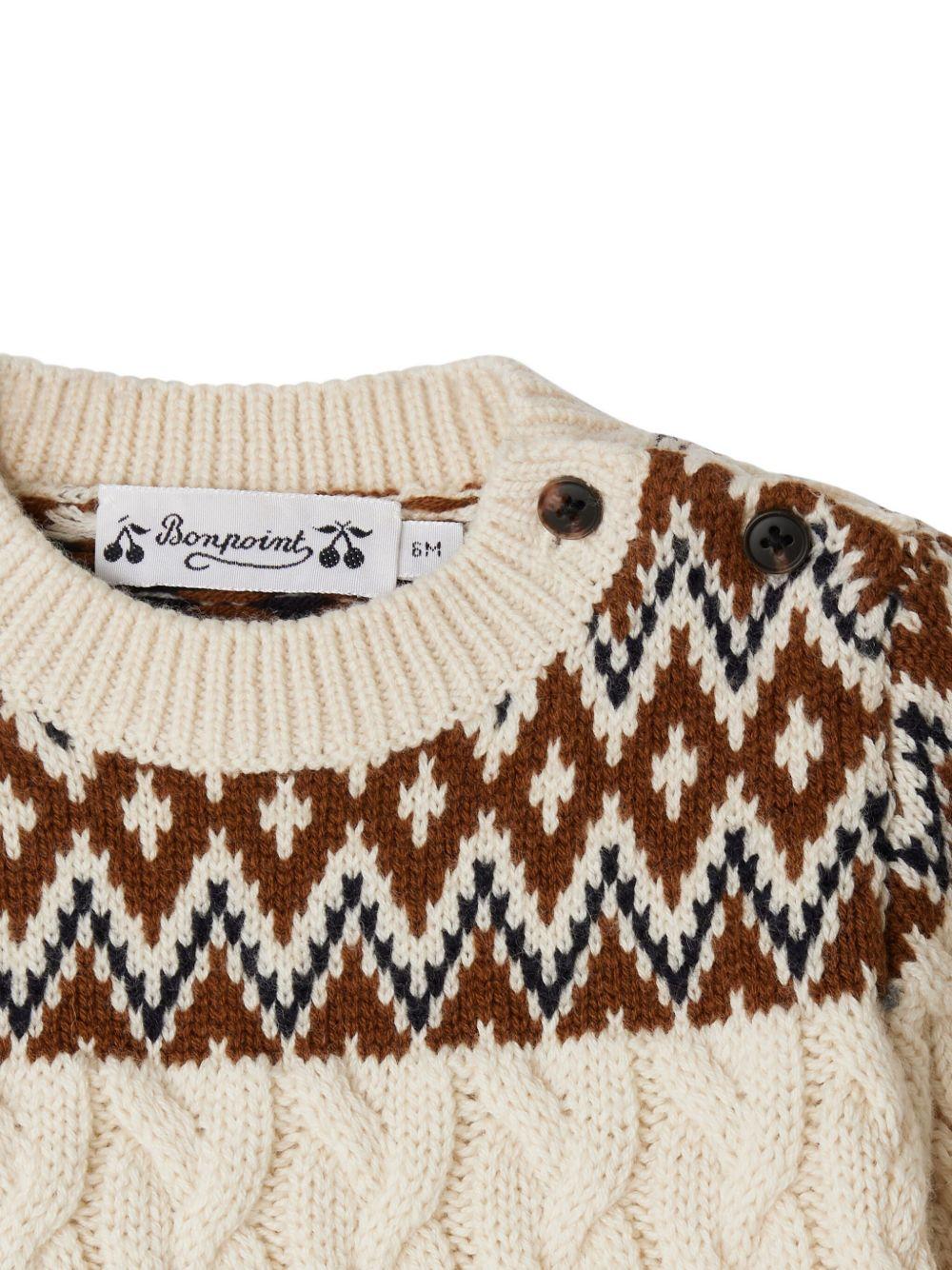 Maglione per neonato Bonpoint bianco a fantasia - Rubino Kids