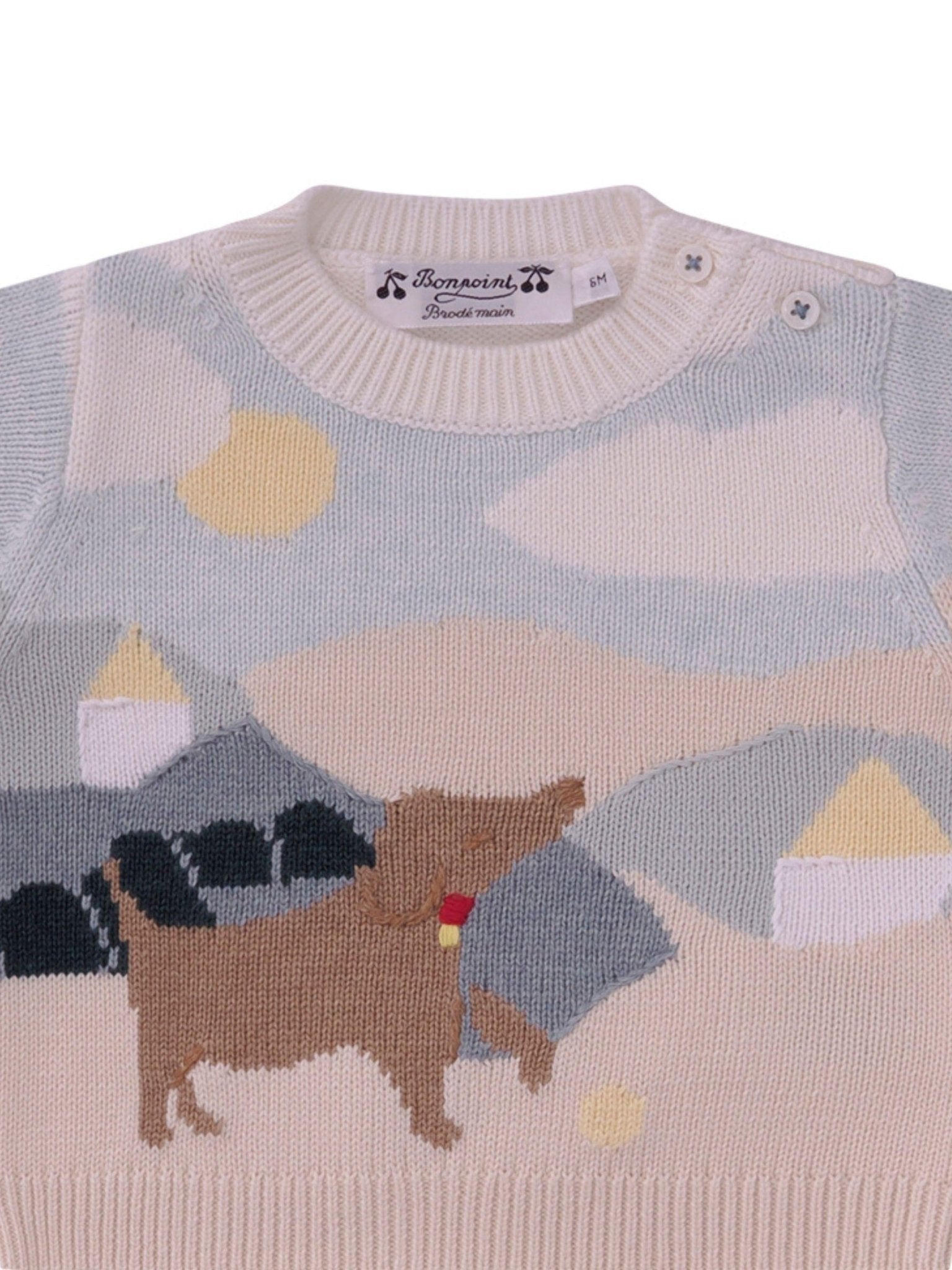 Maglione per neonato Bonpoint multicolore con ricamo cagnolino - Rubino Kids
