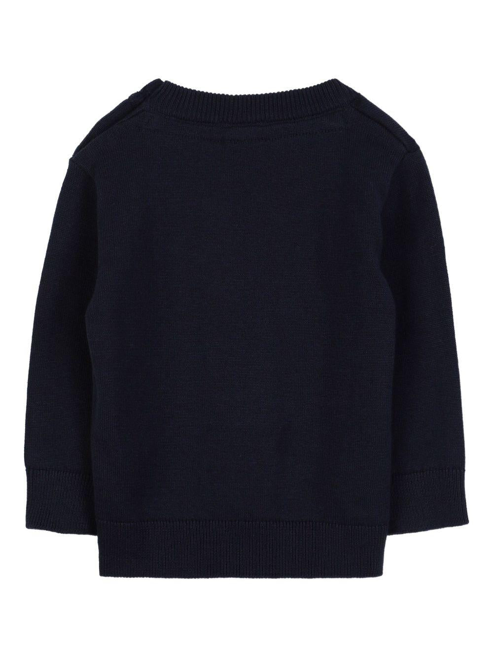 Maglione per neonato BOSS Kidswear blu girocollo con logo ricamato - Rubino Kids
