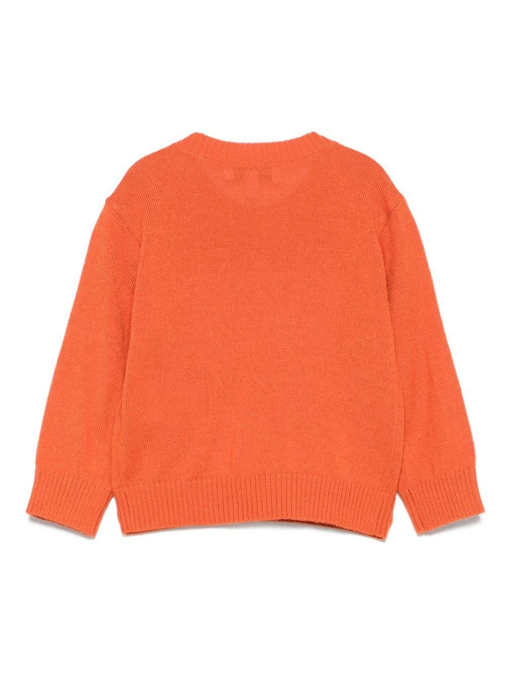 Maglione per neonato Emporio Armani Kids arancione con logo goffrato - Rubino Kids