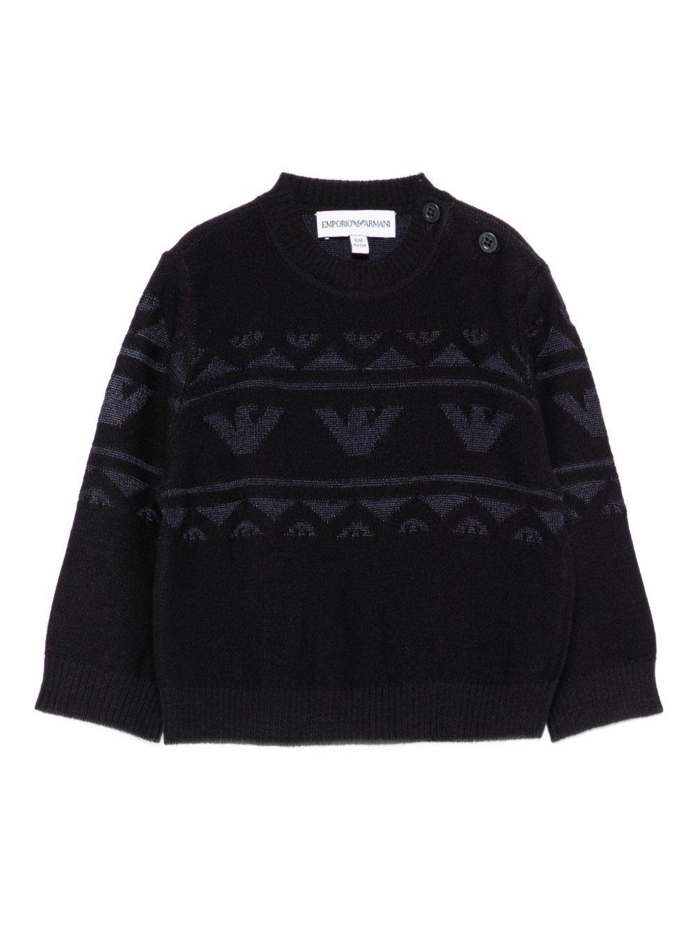 Maglione per neonato Emporio Armani Kids blu con modello aquila - Rubino Kids