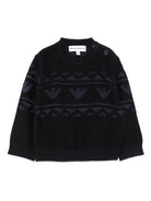 Maglione per neonato Emporio Armani Kids blu con modello aquila - Rubino Kids