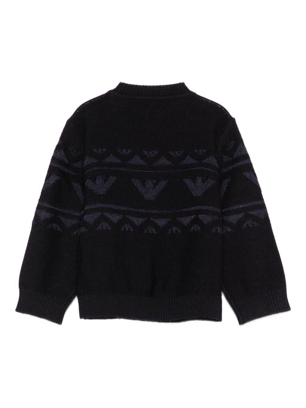 Maglione per neonato Emporio Armani Kids blu con modello aquila - Rubino Kids