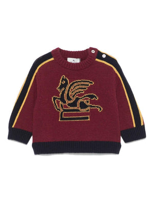 Maglione per neonato ETRO KIDS bordeaux con motivo Pegaso