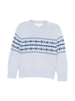 Maglione per neonato Mariella Ferrari azzurro con decorazione ricamata