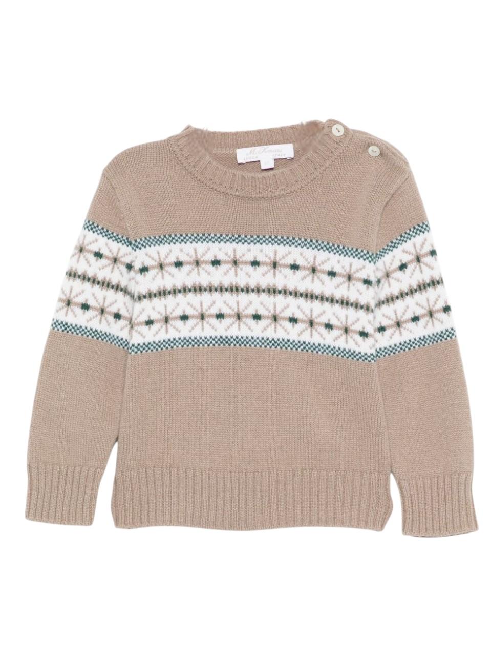 Maglione per neonato Mariella Ferrari beige con decorazione ricamata - Rubino Kids
