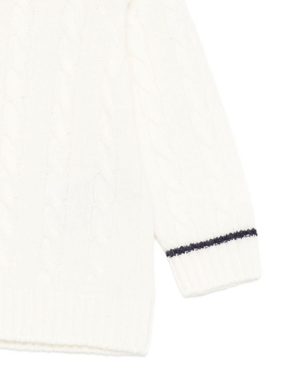 Maglione per neonato Moncler Enfant bianco con finiture a trecce - Rubino Kids