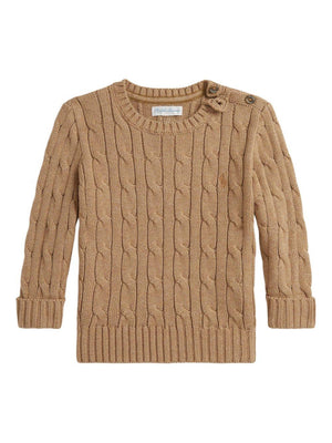 Maglione per neonato Polo Ralph Lauren Kids beige con motivo frontale a trecce