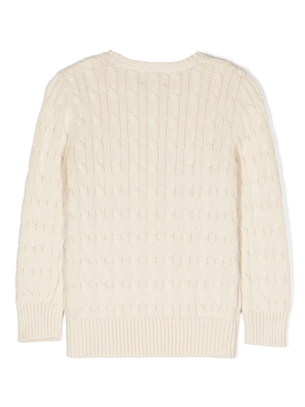 Maglione per neonato Polo Ralph Lauren Kids bianco con caratteristico motivo Polo Pony - Rubino Kids