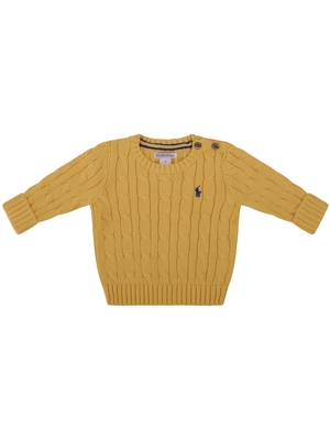 Polo Ralph Lauren Kids Yellow Baby Sweater with Polo Pony Embroidery