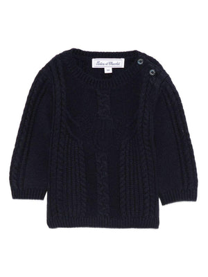Tartine Et Chocolat blue baby sweater with button closure