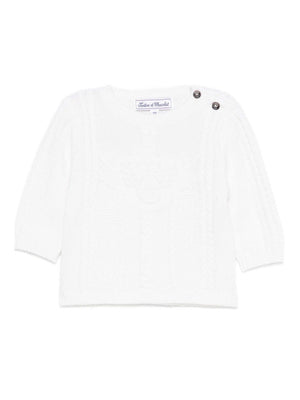 Tartine Et Chocolate white cable knit baby sweater