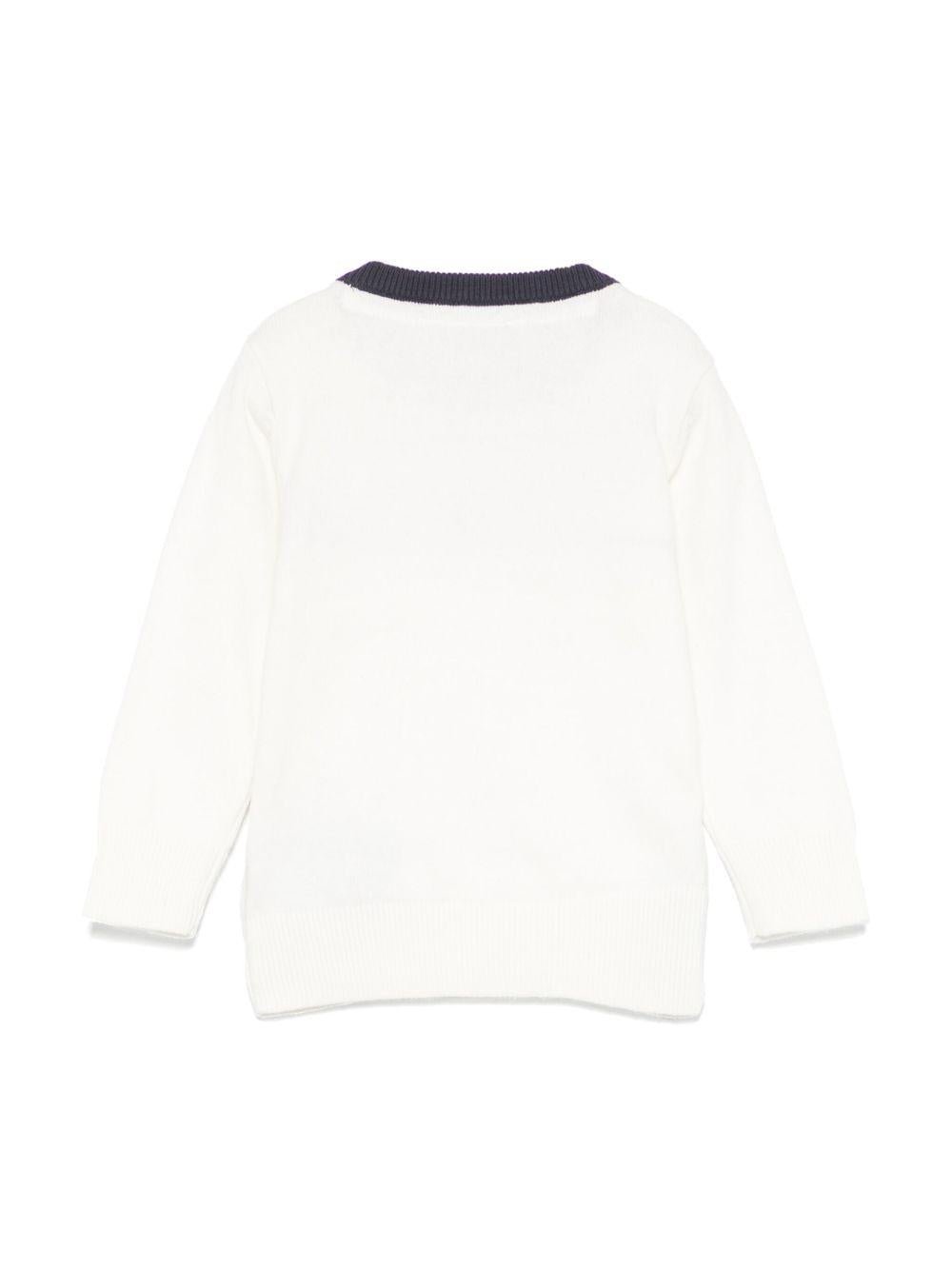 Maglione per neonato TRUSSARDI JUNIOR bianco con ricamo logo - Rubino Kids