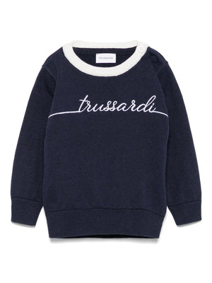 Maglione per neonato TRUSSARDI JUNIOR blu con ricamo logo