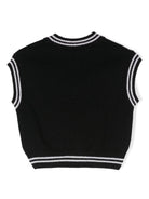 Maglione smanicato per bambina Elisabetta Franchi La Mia Bambina nero con scollo a V - Rubino Kids