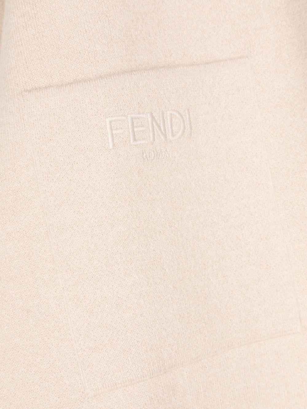 Mantella per bambina Fendi Kids beige con ricamo con logo frontale - Rubino Kids