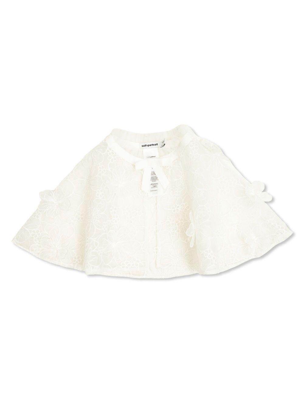 Mantella per bambina Self - Portrait Kids bianco a fiori - Rubino Kids