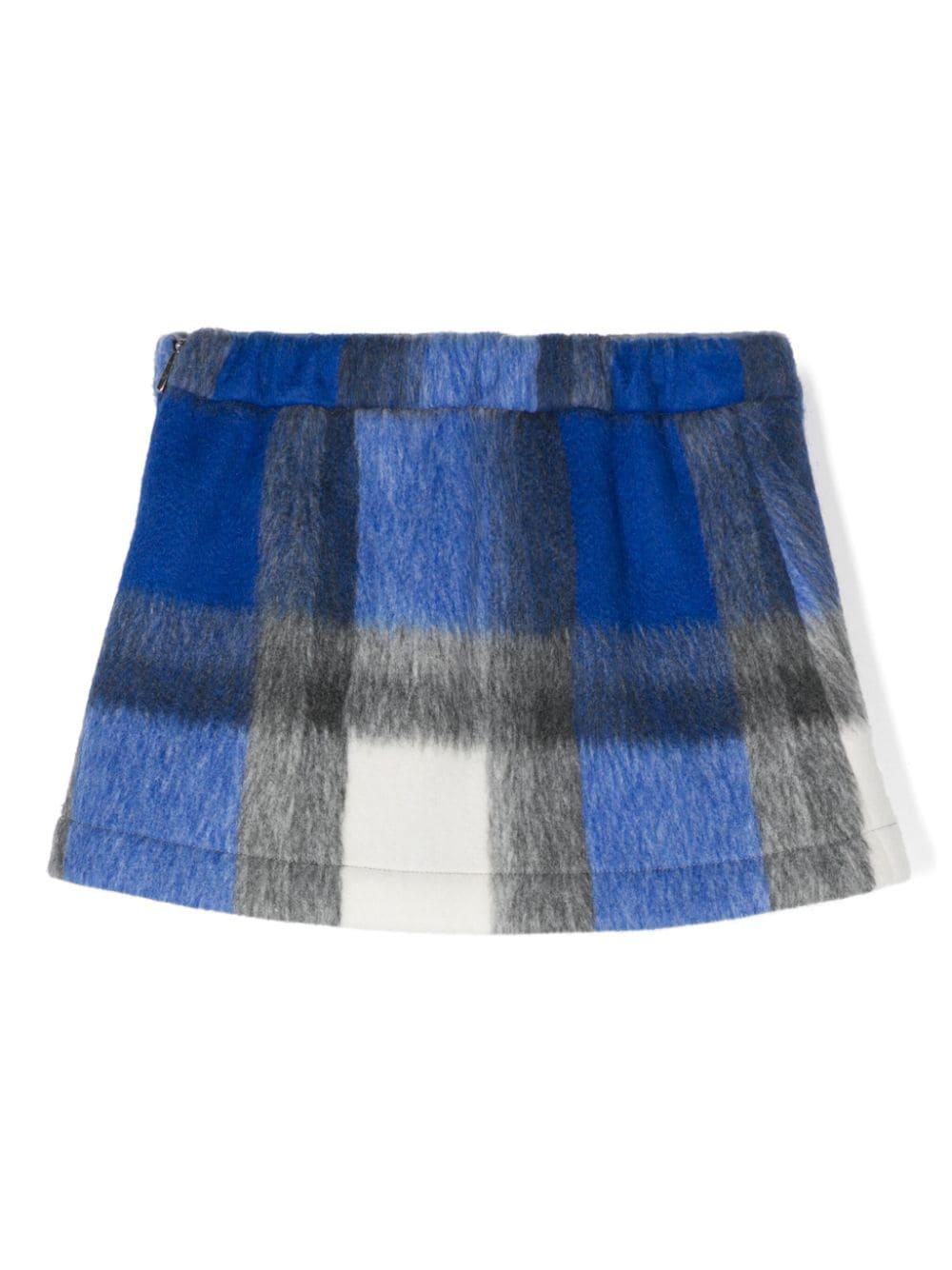 Minigonna a quadri blu/grigio per bambina MSGM Kids - Rubino Kids