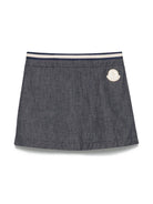 Minigonna denim per bambina Moncler Enfant blu con dettaglio a righe - Rubino Kids