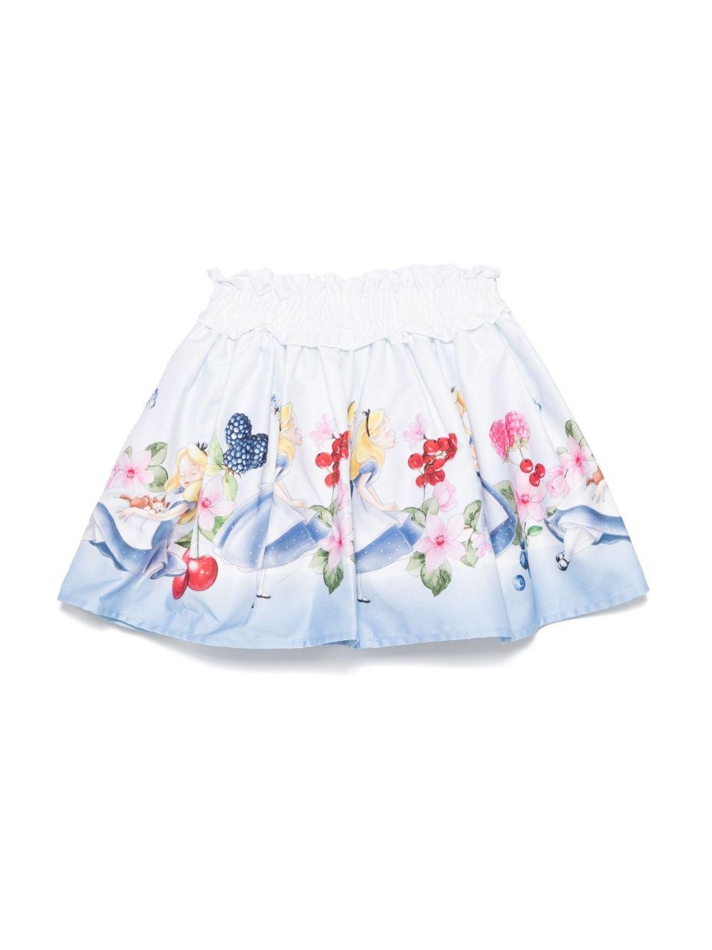 Minigonna per bambina Monnalisa Disney bianco con stampa - Rubino Kids