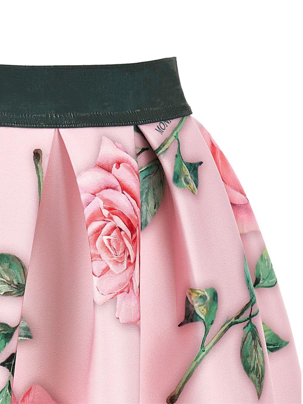 Minigonna per bambina Monnalisa rosa plissé a fiori - Rubino Kids