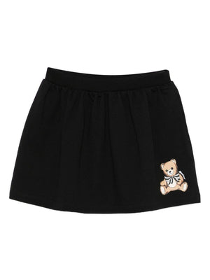 Moschino Kids black elasticated waist Teddy Bear miniskirt for girls