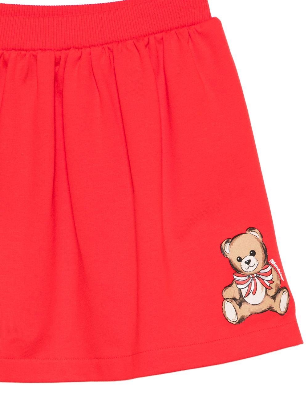 Minigonna per bambina Moschino Kids rosso elasticizzata in vita Teddy Bear - Rubino Kids