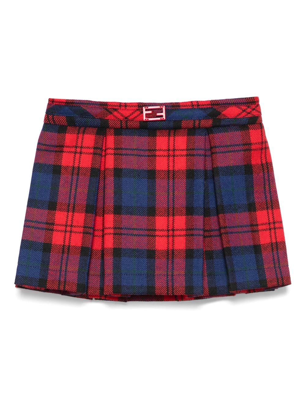 Minigonna per neonata Fendi Kids rosso con motivo a quadri - Rubino Kids