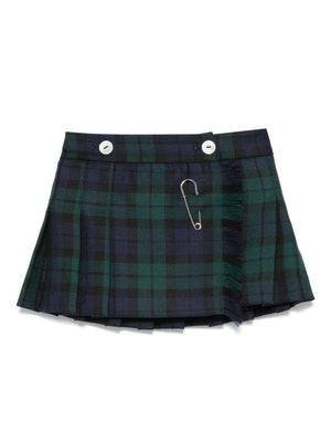 Mariella Ferrari blue pleated checked miniskirt for newborns