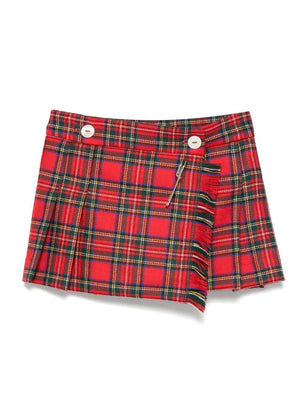 Mariella Ferrari red pleated checked miniskirt for newborns