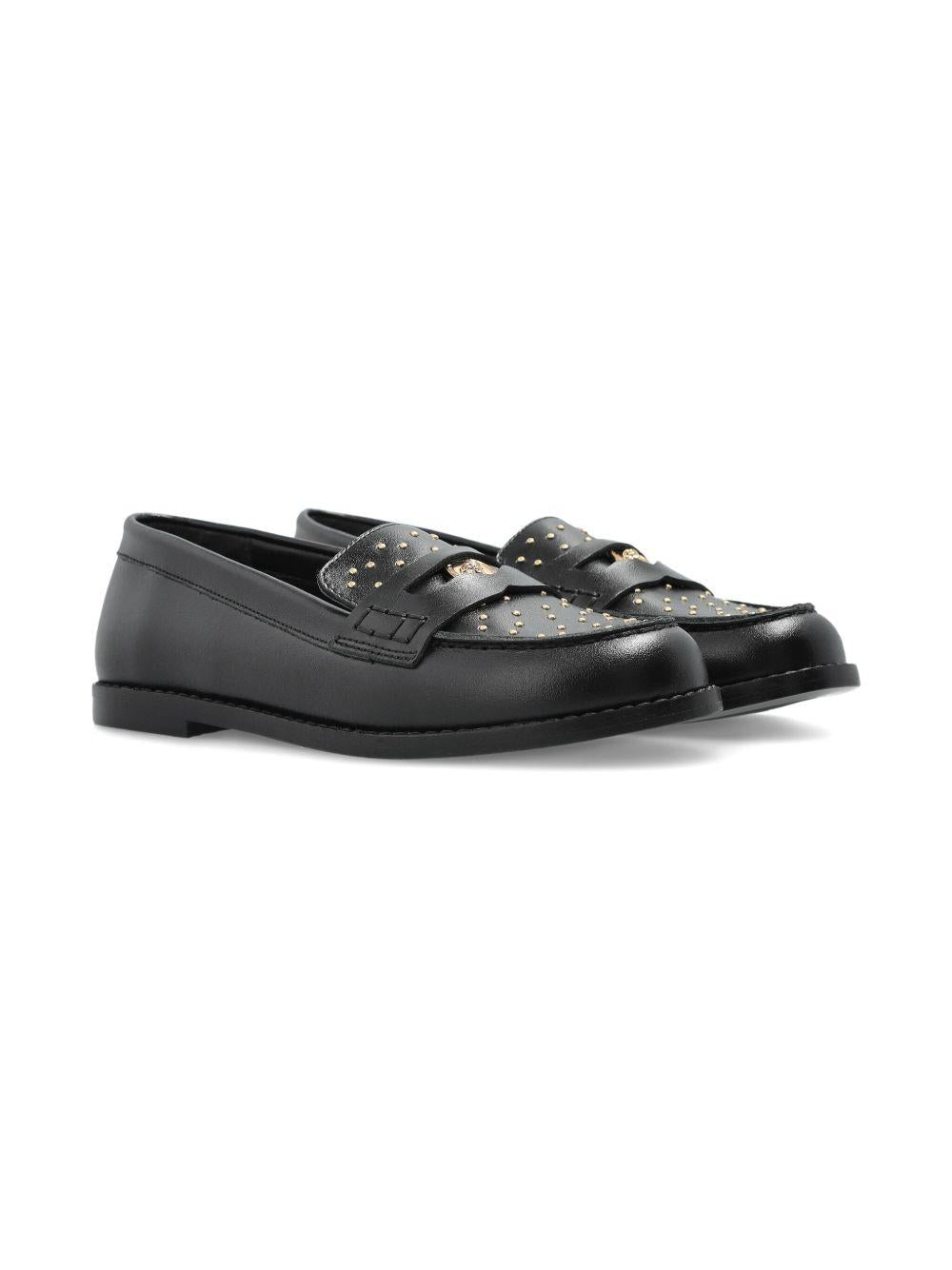 Mocassini Medusa per bambino Versace Kids neri con borchie color oro - Rubino Kids